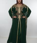 Black embroidered georgette islamic-kaftans