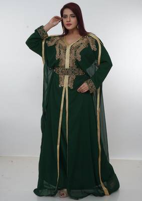 Black embroidered georgette islamic-kaftans 3