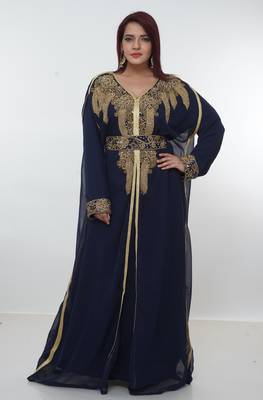 Black embroidered georgette islamic-kaftans 4