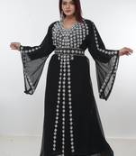 Black embroidered georgette islamic-kaftans