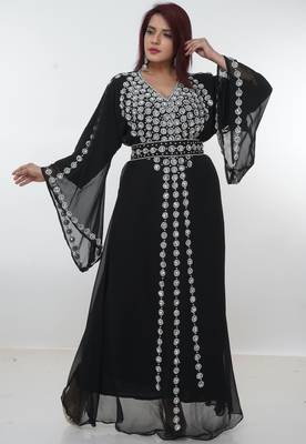 Black embroidered georgette islamic-kaftans 2