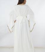 White embroidered georgette islamic-kaftans