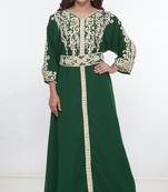 Green embroidered georgette islamic-kaftans