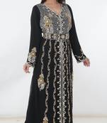 Black embroidered georgette islamic-kaftans