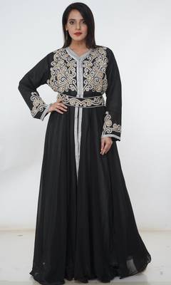 Black embroidered georgette islamic-kaftans 1