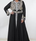 Black embroidered georgette islamic-kaftans