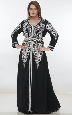 Black embroidered georgette islamic-kaftans 1