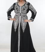 Black embroidered georgette islamic-kaftans