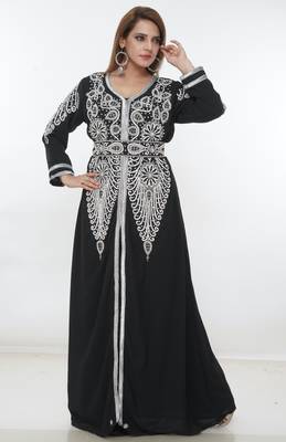 Black embroidered georgette islamic-kaftans 2
