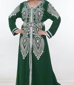 Green embroidered georgette islamic-kaftans