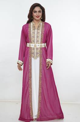 Multicolor embroidered georgette islamic-kaftans 3