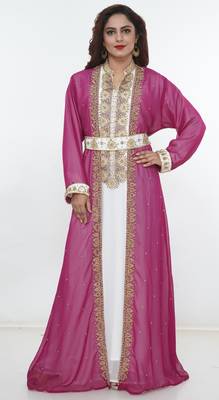 Multicolor embroidered georgette islamic-kaftans 4
