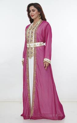 Multicolor embroidered georgette islamic-kaftans 1