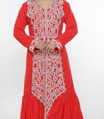 Light-red embroidered georgette islamic-kaftans
