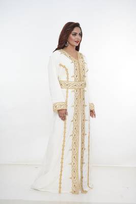 White embroidered georgette islamic-kaftans 2