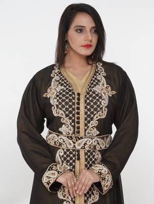 Black embroidered georgette islamic-kaftans 1