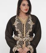 Black embroidered georgette islamic-kaftans