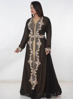 Black embroidered georgette islamic-kaftans 2