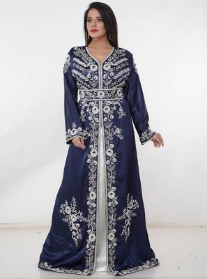 Multicolor embroidered georgette islamic-kaftans 3