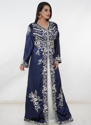 Multicolor embroidered georgette islamic-kaftans 4