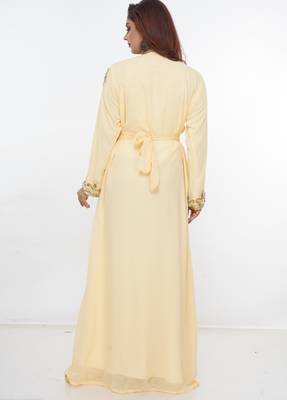 Cream embroidered georgette islamic-kaftans 2