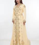 Cream embroidered georgette islamic-kaftans