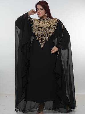 Black embroidered georgette islamic-kaftans 1