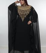 Black embroidered georgette islamic-kaftans