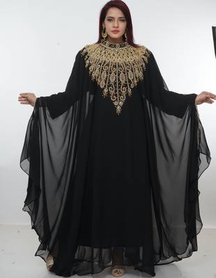 Black embroidered georgette islamic-kaftans 2