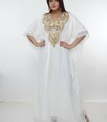 White embroidered georgette islamic-kaftans