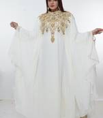 White embroidered georgette islamic-kaftans
