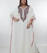 White embroidered georgette islamic-kaftans