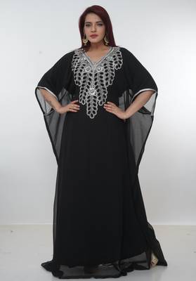Black embroidered georgette islamic-kaftans 1