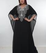 Black embroidered georgette islamic-kaftans