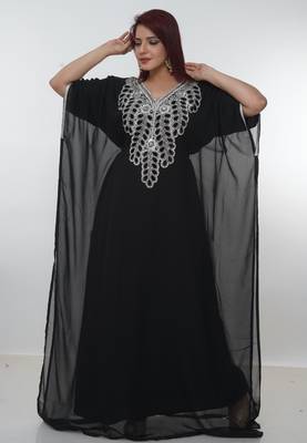 Black embroidered georgette islamic-kaftans 2
