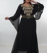Black embroidered georgette islamic-kaftans
