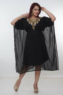 Black embroidered georgette islamic-kaftans 1