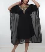 Black embroidered georgette islamic-kaftans