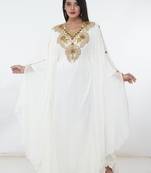 White embroidered georgette islamic-kaftans