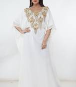 White embroidered georgette islamic-kaftans