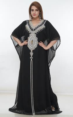 Black embroidered georgette islamic-kaftans 1