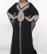 Black embroidered georgette islamic-kaftans