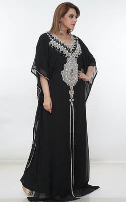 Black embroidered georgette islamic-kaftans 2