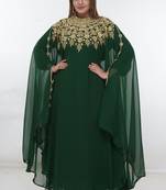 Green embroidered georgette islamic-kaftans