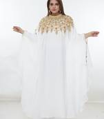 White embroidered georgette islamic-kaftans