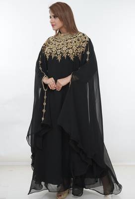 Black embroidered georgette islamic-kaftans 1