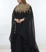 Black embroidered georgette islamic-kaftans