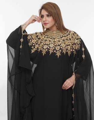 Black embroidered georgette islamic-kaftans 2