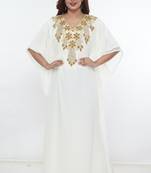 White embroidered georgette islamic-kaftans