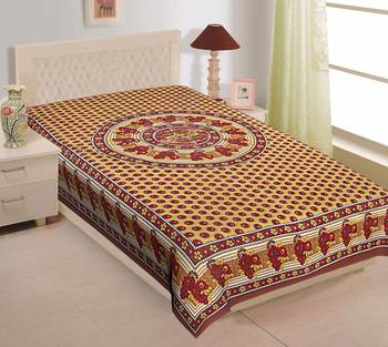 Grush 100% Cotton Jaipuri Print Single Bedsheet 1